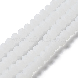 Imitation Jade Solid Color Glass Beads Strands, Faceted, Frosted, Rondelle, WhiteSmoke, 10mm, Hole: 1mm, about 63~65pcs/strand, 49~50cm(EGLA-A034-J10mm-MD05)