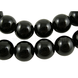Natural Black Onyx Round Beads Strands, Grade A, Dyed & Heated, 16mm, Hole: 1.5mm, about 25~26pcs/strand, 15~15.5 inch(X-GSR16mmC097)