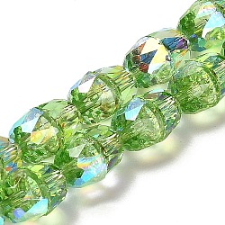 Electroplate Glass Beads Strands, Faceted, Bell, Yellow Green, 7x5mm, Hole: 3.5mm, about 98pcs/strand, 20.20~20.59''(51.3~52.3cm)(EGLA-D030-04F)