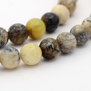 Natural Moss Agate Round Bead Strands, 4mm, Hole: 1mm, about 135pcs/strand, 15.7 inch.