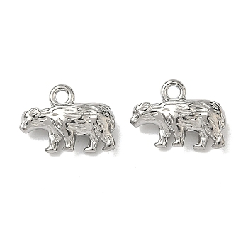 304 Stainless Steel Charms, Polar Bear, Stainless Steel Color, 10x14x4.5mm, Hole: 1.6mm