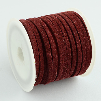 Faux Suede Cord, Faux Suede Lace, Dark Red, 3x1.5mm, about 5.46 yards(5m)/roll, 25rolls/bag