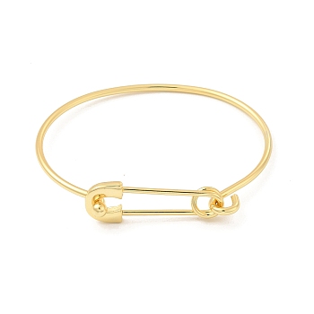 Brass Safety Pin Shape Bangle for Women, Golden, Inner Diameter: 2x2-1/2 inch(5.2x6.3cm)