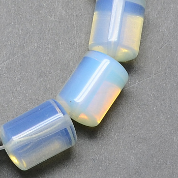 Opalite Column Beads Strands, Alice Blue, 14x10mm, Hole: 1mm, about 28pcs/strand, 15.7 inch