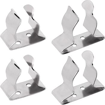 4Pcs 2 Style 304 Stainless Steel Boat Hook Spring Clamp, Holder Bracket Clip, Stainless Steel Color, 55x50x18mm, 40x35x19mm, Hole: 4mm, 2pcs/style