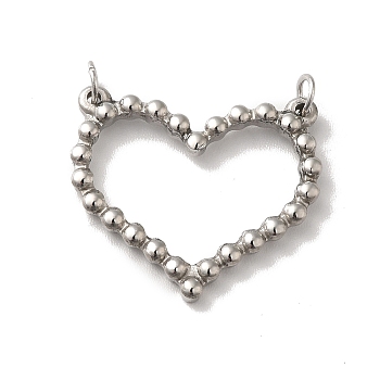 304 Stainless Steel Connector Charms, Heart Outline Links, with Jump Rings, Stainless Steel Color, 22x20x2mm, Hole: 3mm