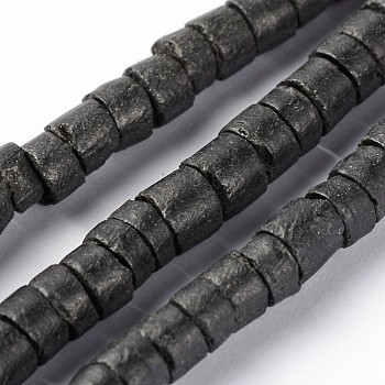 Natural Coconut Column Bead Strands, Black, 3.5x2~4mm, Hole: 1mm, about 237pcs/strand, 23.2 inch