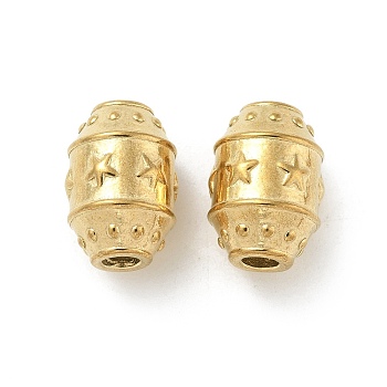 304 Stainless Steel Beads, Real 18K Gold Plated, Barrel, 14x9.5mm, Hole: 3mm