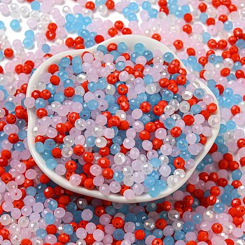 Glass Beads, Faceted, Rondelle, Orange Red, 4x3mm, Hole: 0.4mm, about 6800pcs/500g