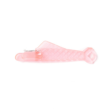 Fish Shaped Plastic Needle Threaders, Thread Guide Tools, with Nickle Plated Iron Hook, Pink, 31.5x8x4mm
