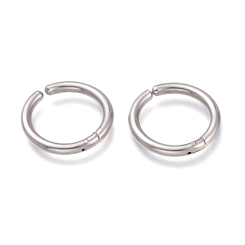 201 Stainless Steel Clip-on Earrings, Hypoallergenic Earrings, Ring, Stainless Steel Color, 21x2.5mm