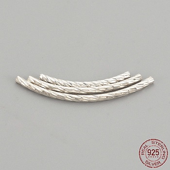 925 Sterling Silver Beads, Tube, Silver, 30x1.5mm, Hole: 1mm