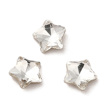 Glass Rhinestone Cabochons, Point Back & Back Plated, Faceted, Star, Crystal, 5x5x2mm