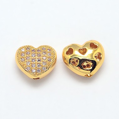 9mm Heart Brass + Cubic Zirconia Beads
