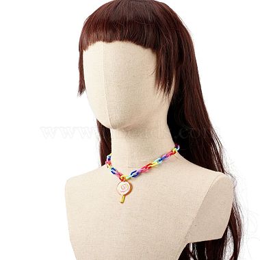 Lovely Opaque Acrylic Pendant Necklace for Teen Girl Women(NJEW-JN03752)-4