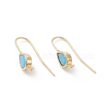 Real 18K Gold Plated Turquoise Brass+Cubic Zirconia Earring Hooks