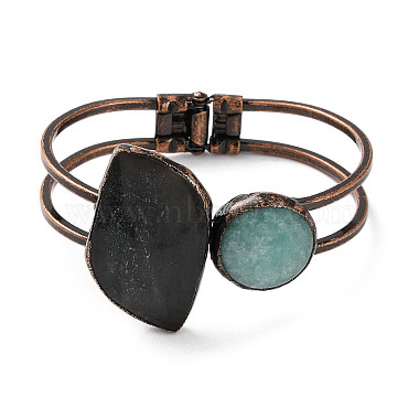 Natural Amazonite & Labradorite Hinged Bangles(BJEW-A015-02R)-3