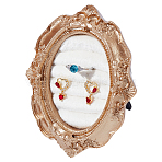 Goldenrod Photo Frame Resin Finger Ring Organizer Holder with Velvet Mat, Photo Props, Oval, Old Lace, 11.6x9.3x2.5cm(RDIS-WH0016-22)