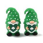 Silicone Focal Beads, Focal Beads, Green, Human, 33.5x17.5x17mm, Hole: 3mm(SIL-A012-02B)