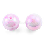 Two Tone Opaque Acrylic Beads, AB Color Plated, Round, Pearl Pink, 15.5x15mm, Hole: 2.3~3mm, about 223pcs/500g(SACR-T104-01B)
