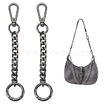 2Pcs Iron Curb Chain Bag Extender Chain, with Alloy Swivel Clasps, Bag Replacement Accessories, Gunmetal, 15.7cm(FIND-UN0007-39)