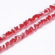 Transparent Glass Beads Strands, AB Color Plated, Faceted, Triangle, Red, 3.5x3.5x2.5mm, Hole: 0.9mm, about 144pcs/strand, 9.84~10''(25~25.4cm)(GLAA-H022-09B-01)