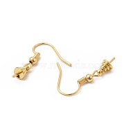 Brass Earring French Hooks with Coil and Ball, Ear Wire for Half Drilled Beads, Long-Lasting Plated, Golden, 27.5mm, 18 Gauge, Pin: 1mm(KK-P225-01G)