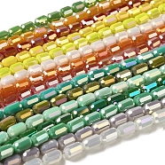 Electroplate Glass Beads Strands, Faceted, AB Color, Column, Mixed Color, 4x6mm, Hole: 1mm, about 80pcs/strand, 18.11''(46cm)(EGLA-D031-01)