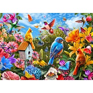 Wooden Puzzles for Adults and Kids, Bird & Flower Shaped Wooden Jigsaw Puzzles, Family Game, Colorful, 700x500mm, about 1000pcs/Set(WOCR-PW0008-04)