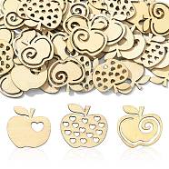 Unfinished Wooded Apple Sheets, Cutouts, for Teacher's Day, BurlyWood, 2.9x2.9x0.25cm, 50pcs/bag(WOOD-CJC0012-04)