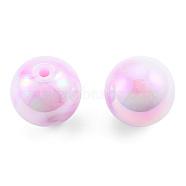 Two Tone Opaque Acrylic Beads, AB Color Plated, Round, Pearl Pink, 15.5x15mm, Hole: 3mm, about 223pcs/500g(SACR-T104-01B)