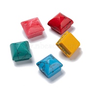 Dyed Synthetic Turquoise Cabochons, Faceted, Square with Pointed Cone, 12x12x10mm(G-D058-04A)