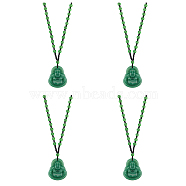 4Pcs Resin Imitation Gemstone Maitreya Buddha Pendant Necklace, Om Mani Padme Hum Beaded Buddhist Necklace for Men Women, Sea Green, 25.20~25.59 inch(64~65cm)(NJEW-FI0001-62A)