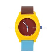 Trendy Plastic Quartz Wrist Watches, Yellow, 240x20mm; Watch Head: 48x43x12mm(WACH-N018-01)