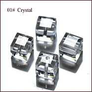 Imitation Austrian Crystal Beads, Grade AAA, Faceted, Cube, Clear, 4x4x4mm(size within the error range of 0.5~1mm), Hole: 0.7~0.9mm(SWAR-F074-4x4mm-01)