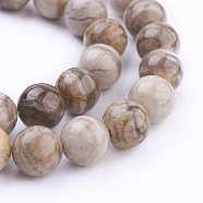 Natural Silver Leaf Jasper Beads Strands, Round, 10mm, Hole: 1mm, about 40pcs/strand, 15.7 inch(40cm)(G-G683-01-10mm)