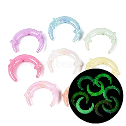 Luminous UV Plating Opaque Acrylic Beads, Iridescent, Moon with Star Pattern, Glow in the Dark, Mixed Color, 35x44x11mm, Hole: 2.5mm(OACR-Q204-32)