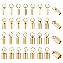 32Pcs 4 Style 201 Stainless Steel Cord Ends, End Caps, Column, Golden, 8.5~10x3~6mm, Hole: 2.5~4mm, Inner Diameter: 2.4~5mm, 8Pcs/style(STAS-UN0053-15G)