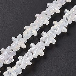 AB Color Plated Electroplate Glass Beads, Ginger Man, for Christmas, Clear AB, 15x14x7mm, Hole: 1mm, about 45pcs/strand, 24.80''~25.20''(63~64cm)(GLAA-P005-AB01)