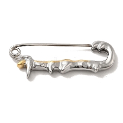 Non-Tarnish 304 Stainless Steel Brooch, Jewely for Women, Paper Clip, Stainless Steel Color, 52x19x5mm(STAS-K263-46P)