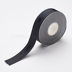 Polyester Grosgrain Ribbon, Black, 1 inches(25mm), about 100yards/roll(SRIB-F002-25mm-372)