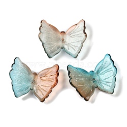 Spray Painted Glass Beads, Butterfly, Colorful, 20x24.5x6mm, Hole: 1.2mm(GLAA-Z007-02J)