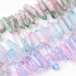 Natural Quartz Crystal Points Beads Strands, Mixed Color, 20~40x9~15x7~12mm, Hole: 1mm, about 17~19pcs/strand, 6.6~6.8 inch(17~17.5cm)(G-G767-06)