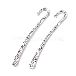 Tibetan Style Alloy Bookmark Findings, Grooved Flower & Butterfly, with Loop, Cadmium Free & Lead Free, Antique Silver, 122.5x20.5x2.5mm, Hole: 3mm(PALLOY-XCP0001-42-RS)