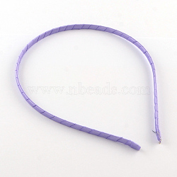 Hair Accessories Iron Hair Band Findings, Covered with Cloth, Medium Purple, 110~120mm(OHAR-Q042-010C)