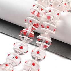 Glass with Enamel Beads Strands, Hand Drawn Beads, Round, Red, 12mm, Hole: 1.5mm, about 30pcs/strand, 13.58''(34.5cm)(GLAA-M047-01F)