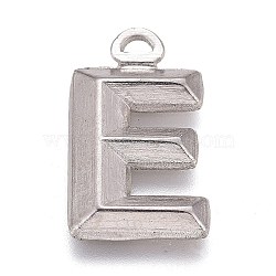 304 Stainless Steel Pendants, Alphabet, Letter.E, 16x9.5x2mm, Hole: 2x1mm(STAS-H119-01P-E)