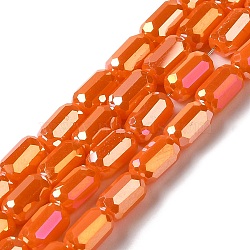 Electroplate Glass Beads Strands, Faceted, AB Color, Column, Orange, 3x5mm, Hole: 1mm, about 79pcs/strand, 16.5 inch(42cm)(EGLA-D031-01-21)