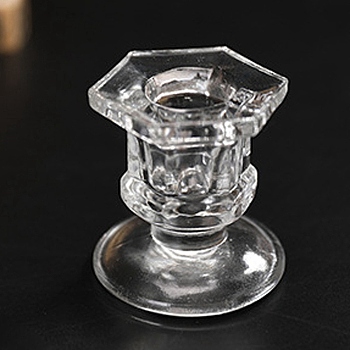 Glass Roman Pillar Candle Holders, for Home Decorations, Clear, 4.8x6.3cm, Inner Diameter: 2.3cm