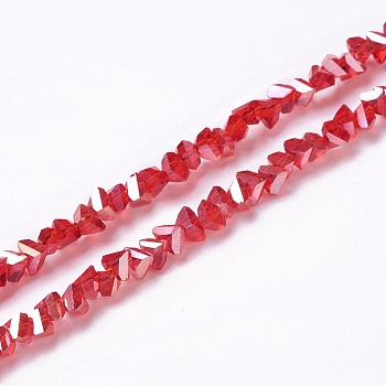 Transparent Glass Beads Strands, AB Color Plated, Faceted, Triangle, Red, 2.5x2x2mm, Hole: 0.9mm, about 144pcs/strand, 9.84~10''(25~25.4cm)